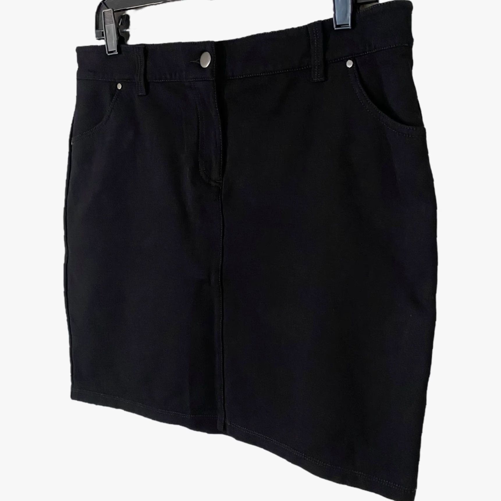 Eileen Fisher Eileen Fisher Skirt Women 12 Black Viscose Stretch Mini Business Casual Size 34" / US 12 / IT 48 - 2 Thumbnail