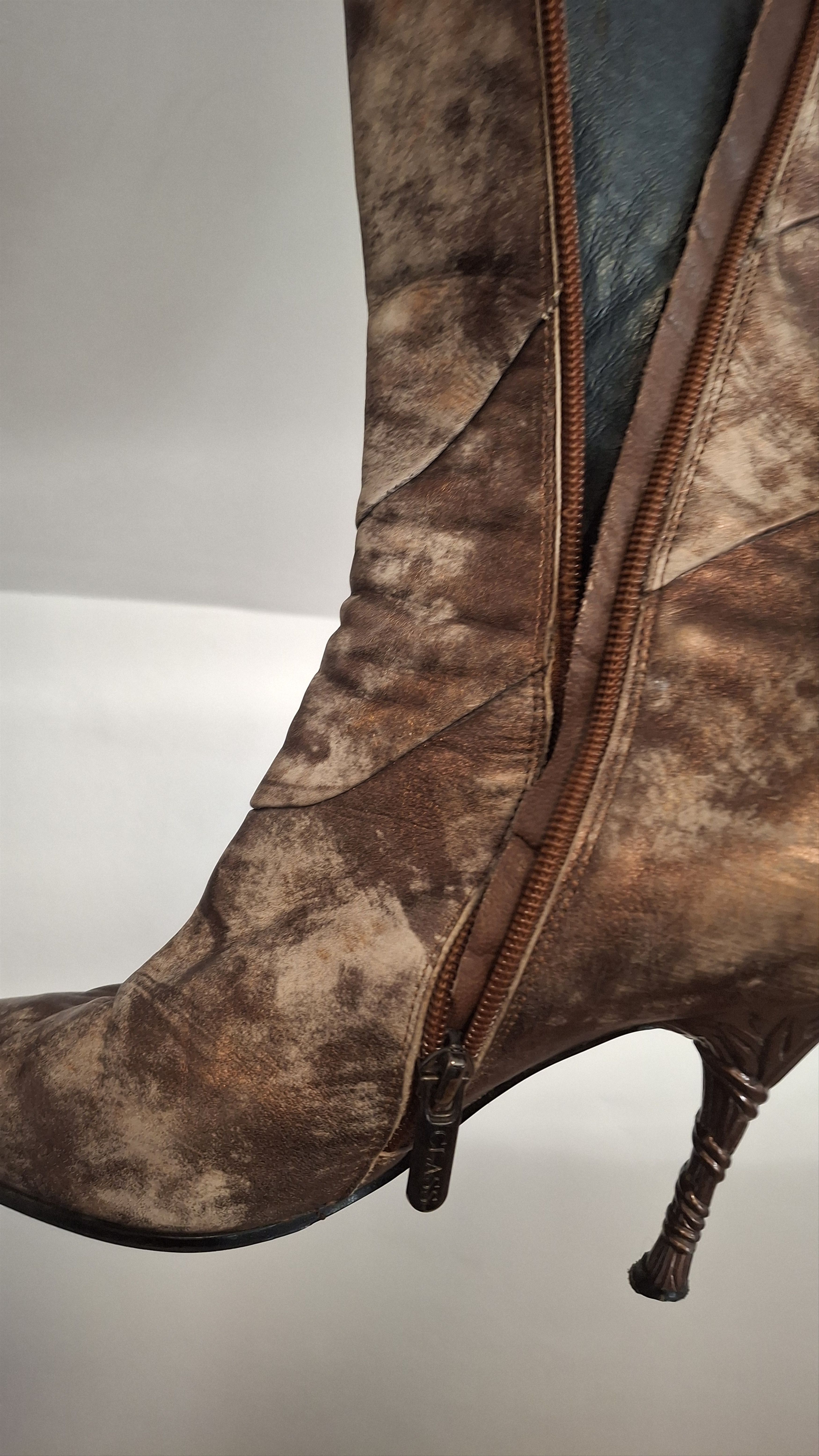 Vintage Y2K Bronze Leather Heeled Boots EU 37 Size US 7 / IT 37 - 13 Thumbnail