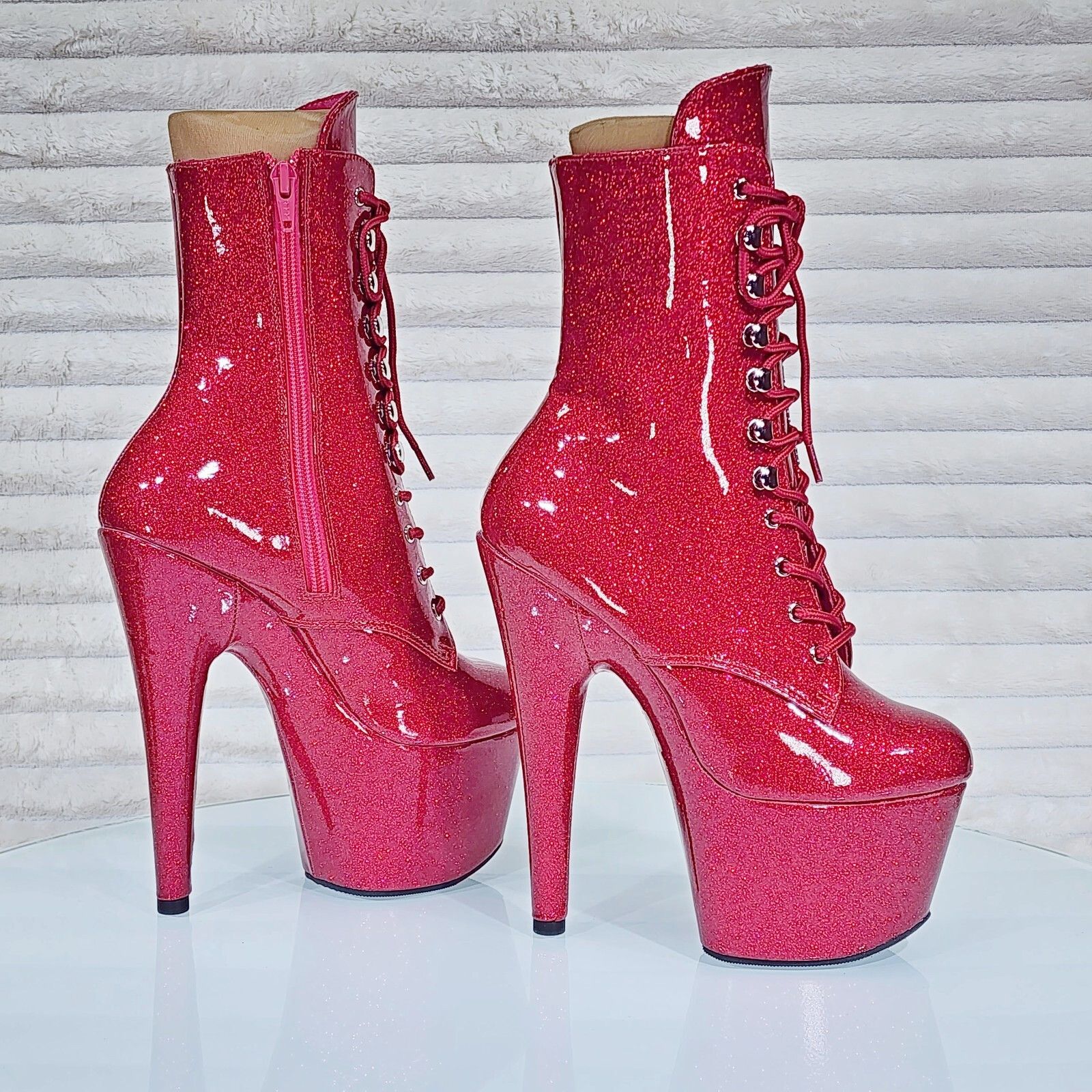 Other Adore 1020GP Fuchsia Pink Glitter Patent 7" High Heel Platf Size US 9 / IT 39 - 1 Thumbnail