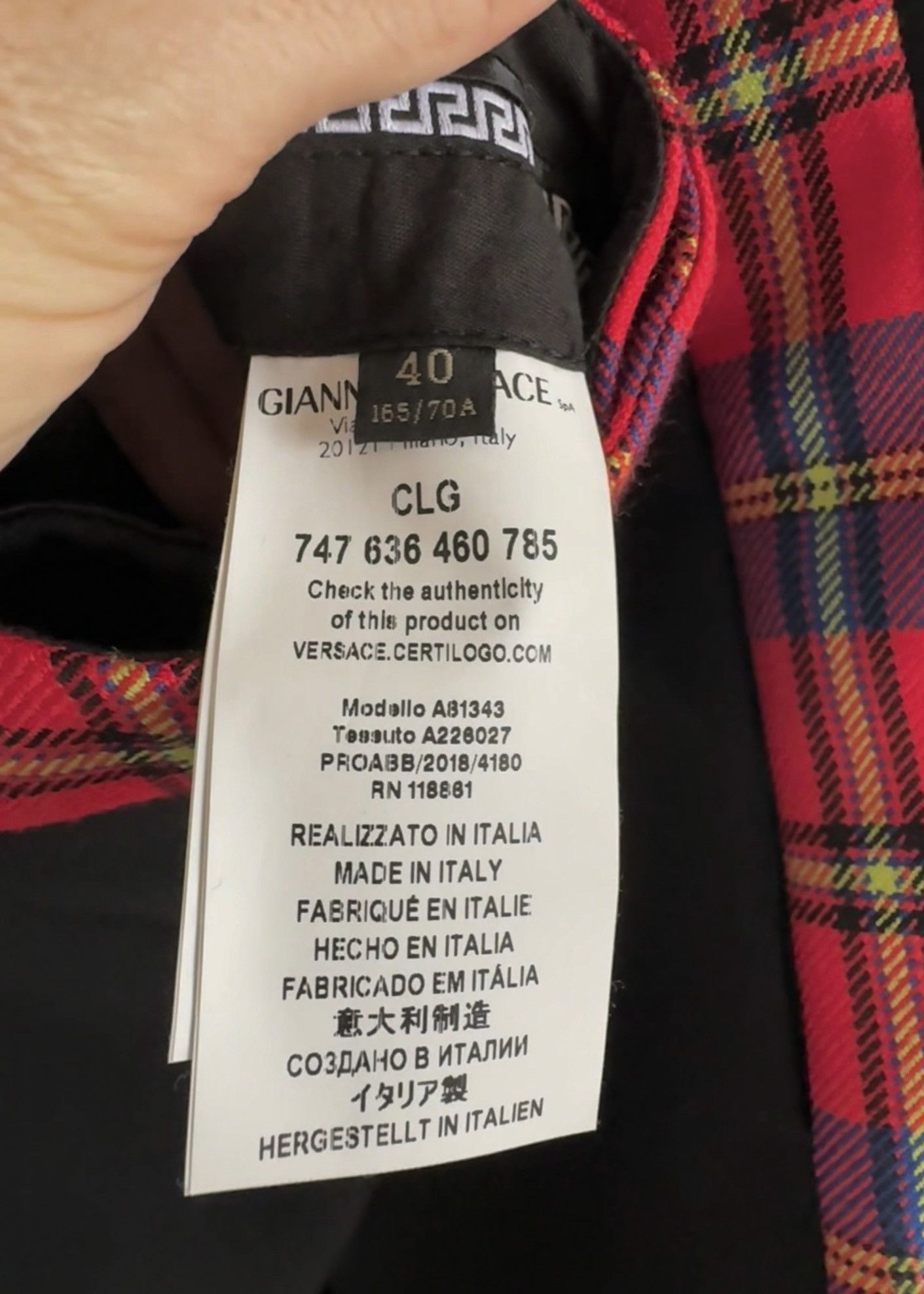 Versace Versace Black Red Plaid Accent Tuxedo Pants Size 27" / US 4 / IT 40 - 9 Thumbnail