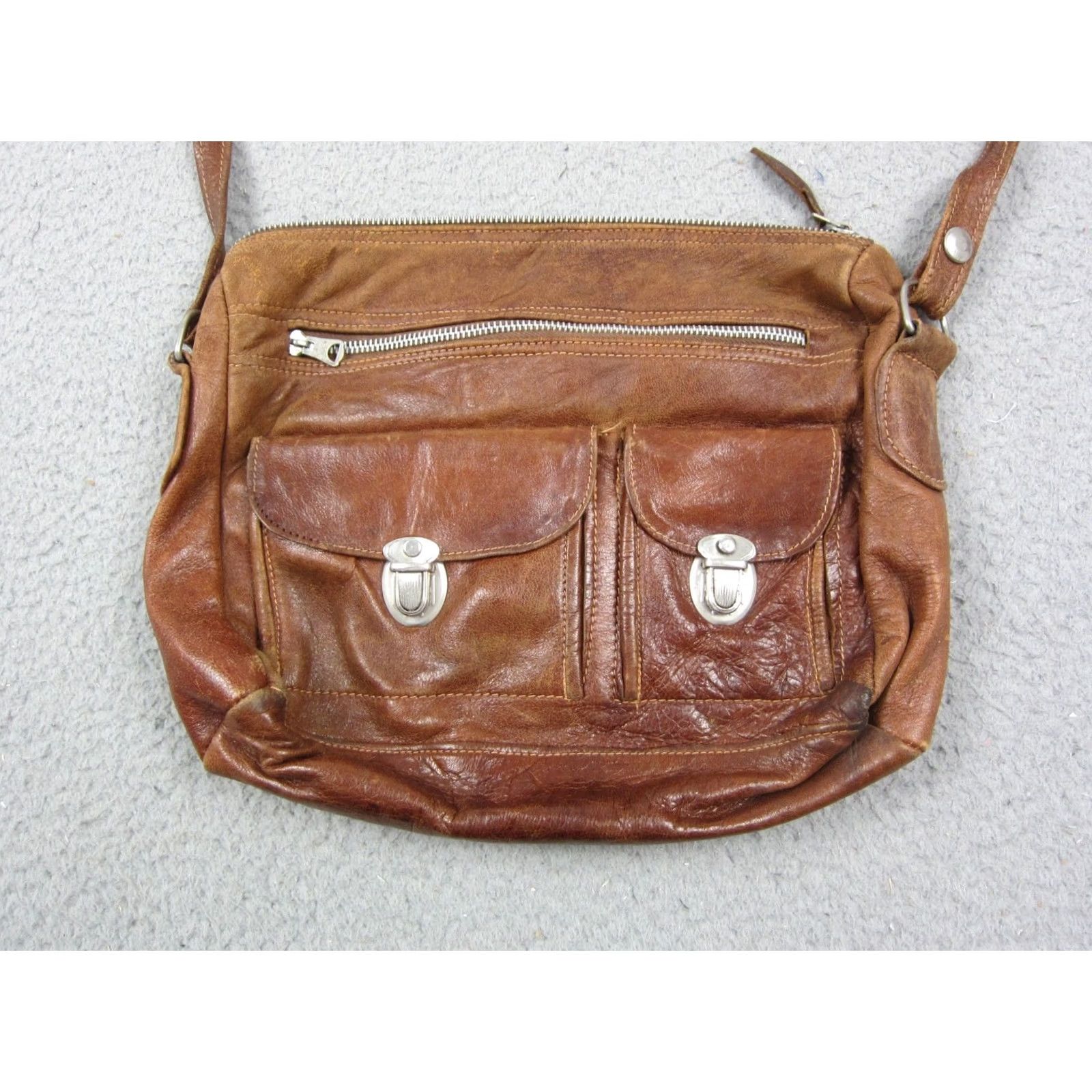 Vintage VINTAGE Womens Bag Brown Leather Crossbody Purse Messenger Satchel 60s 80s 90s Size ONE SIZE - 2 Thumbnail