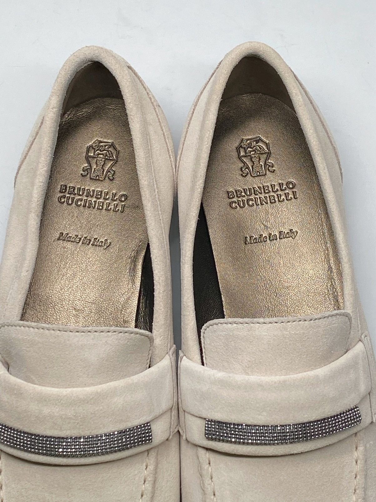 Brunello Cucinelli Embellished Suede Leather Loafers size 37