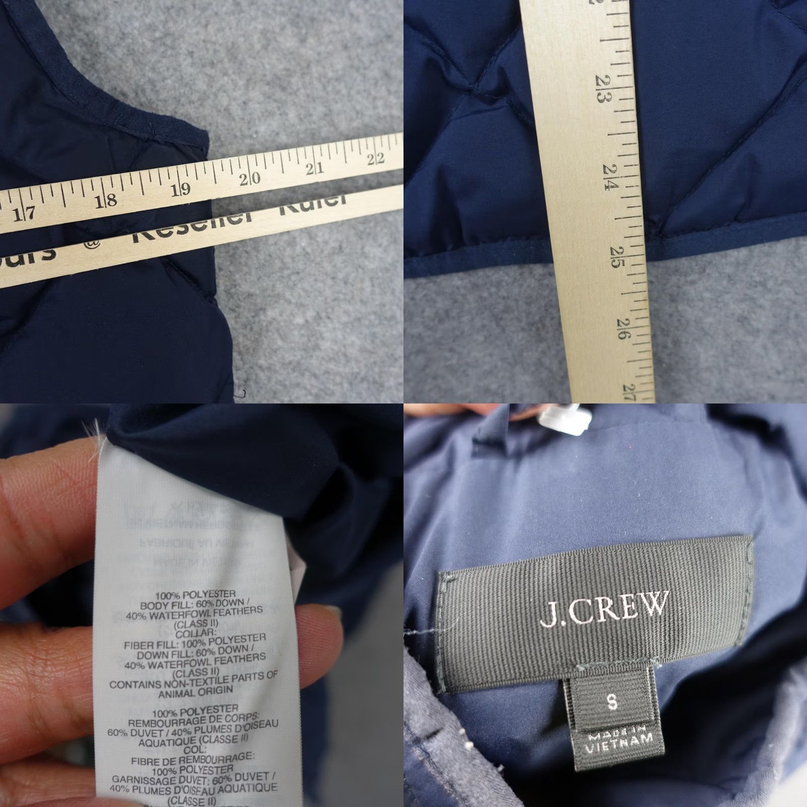 J.Crew J.CREW Vest Womens Small Blue Quilted Down Puffer Zip Pockets Collared Feathers Shirt Vest Size S / US 4 / IT 40 - 9 Thumbnail