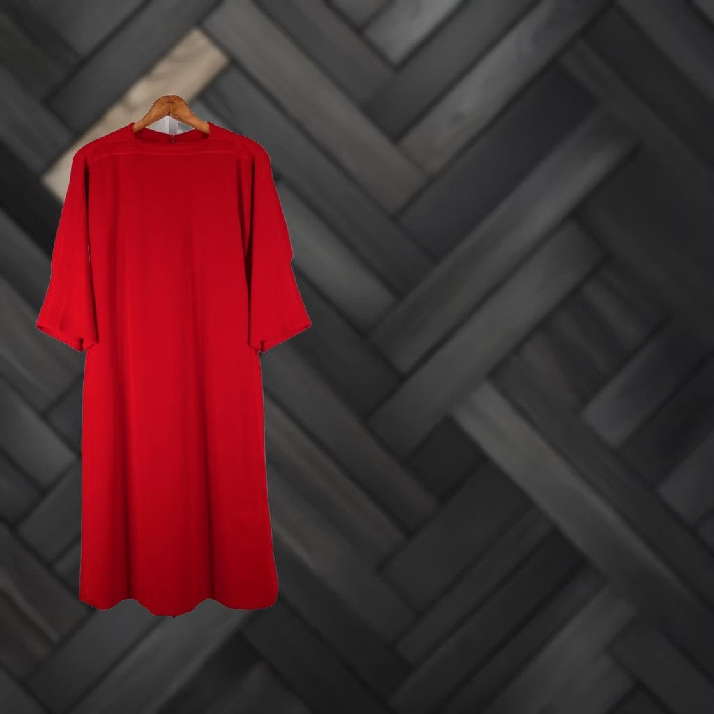 Vintage VINTAGE Pauline Trigère Red Wool Dress Mod 60s 70s Contrast Stitch Shift Kimono Womens Size XS / US 0-2 / IT 36-38 - 1 Thumbnail