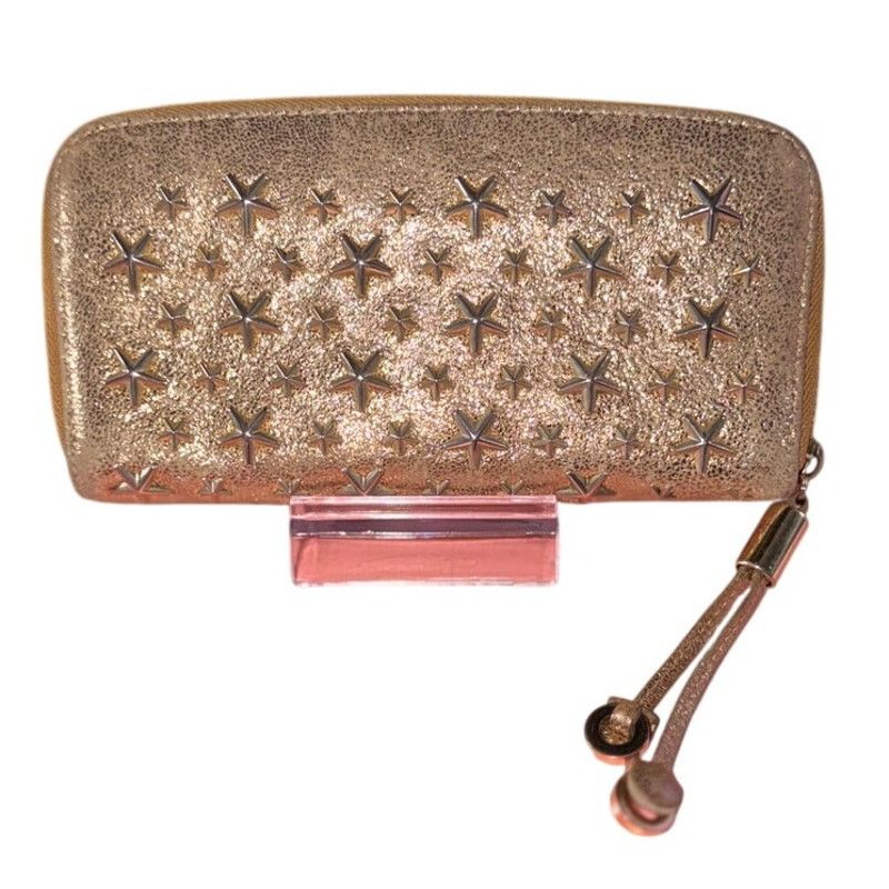 Jimmy Choo Jimmy Choo Filipa Stars Studded Gold Metallic Leather Wallet Size ONE SIZE - 1 Thumbnail