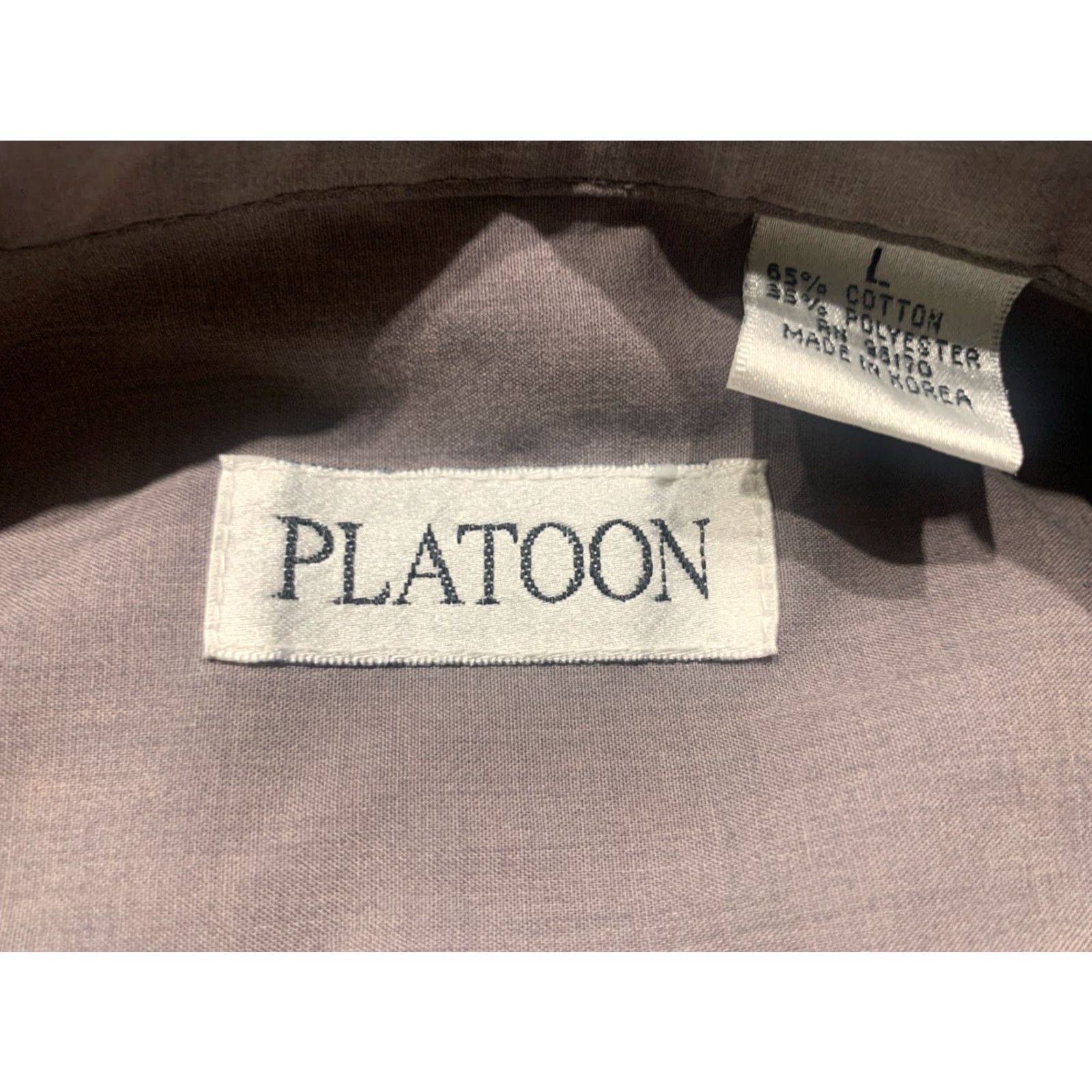 Vintage Platoon Men's Short Sleeve Button Shirt Taupe Geometric Knit Embroidered Casual L Size US L / EU 52-54 / 3 - 4 Thumbnail