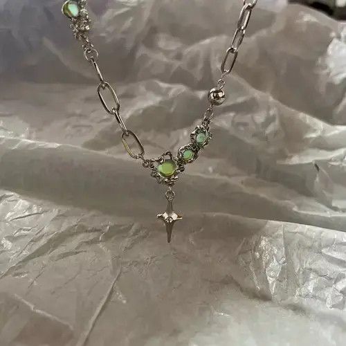 Jewelry Electro Chain Crystal Stone Silver Abstract Star Pop Fantasy Size ONE SIZE - 3 Thumbnail