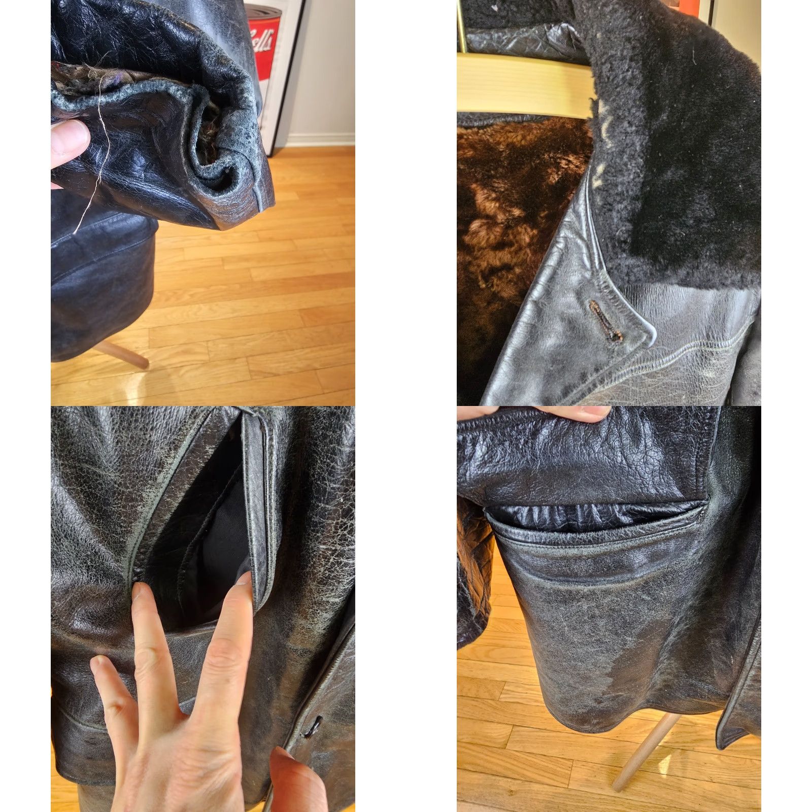 Vintage VINTAGE Unbranded SHEEPSKIN SHEARLING LINING BLACK LEATHER JACKET SZ 42 Coat Men Size US XS / EU 42 / 0 - 8 Thumbnail