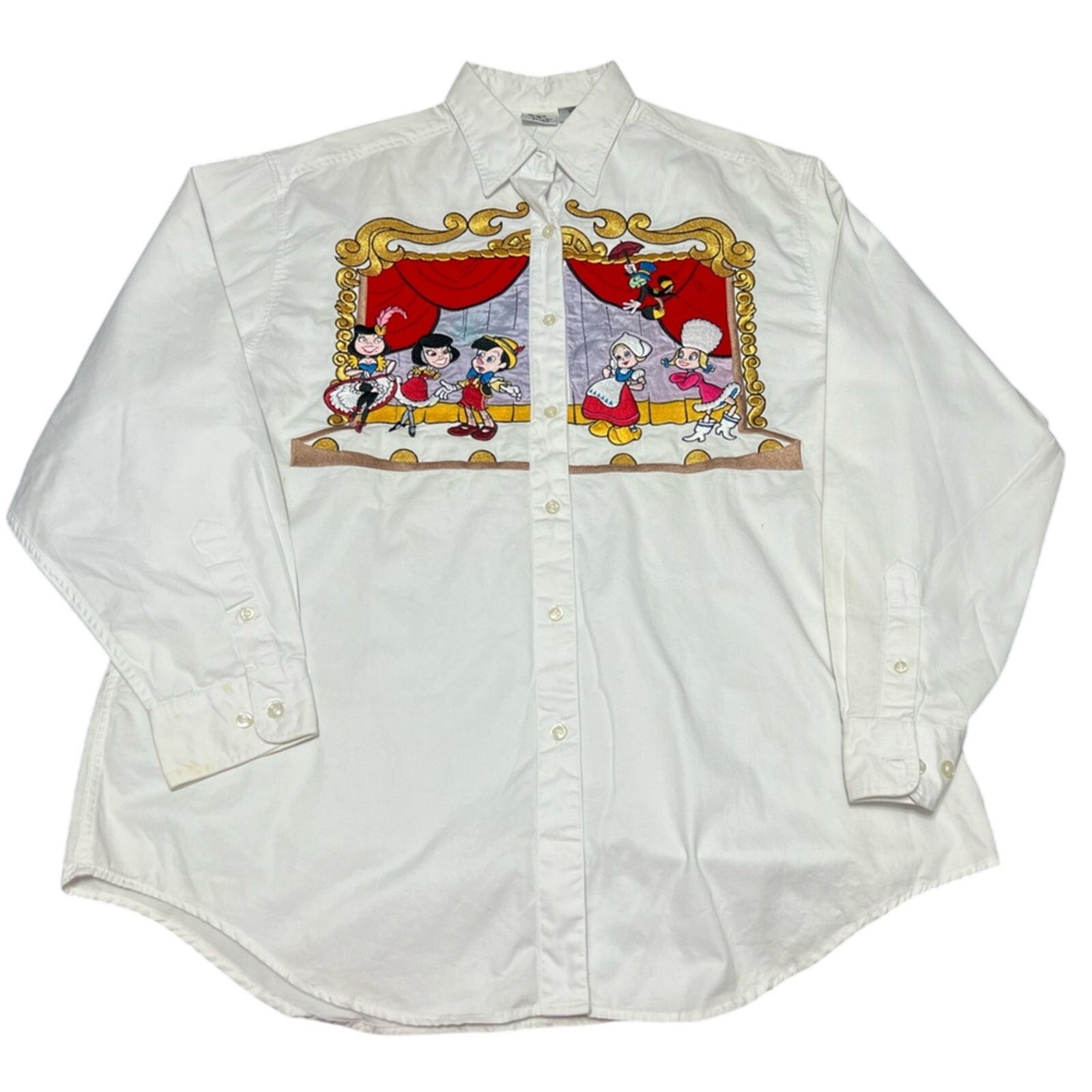 Disney Disney Pinocchio Vintage Embroidered Button Up Shirt RARE Size US XL / EU 56 / 4 - 5 Thumbnail
