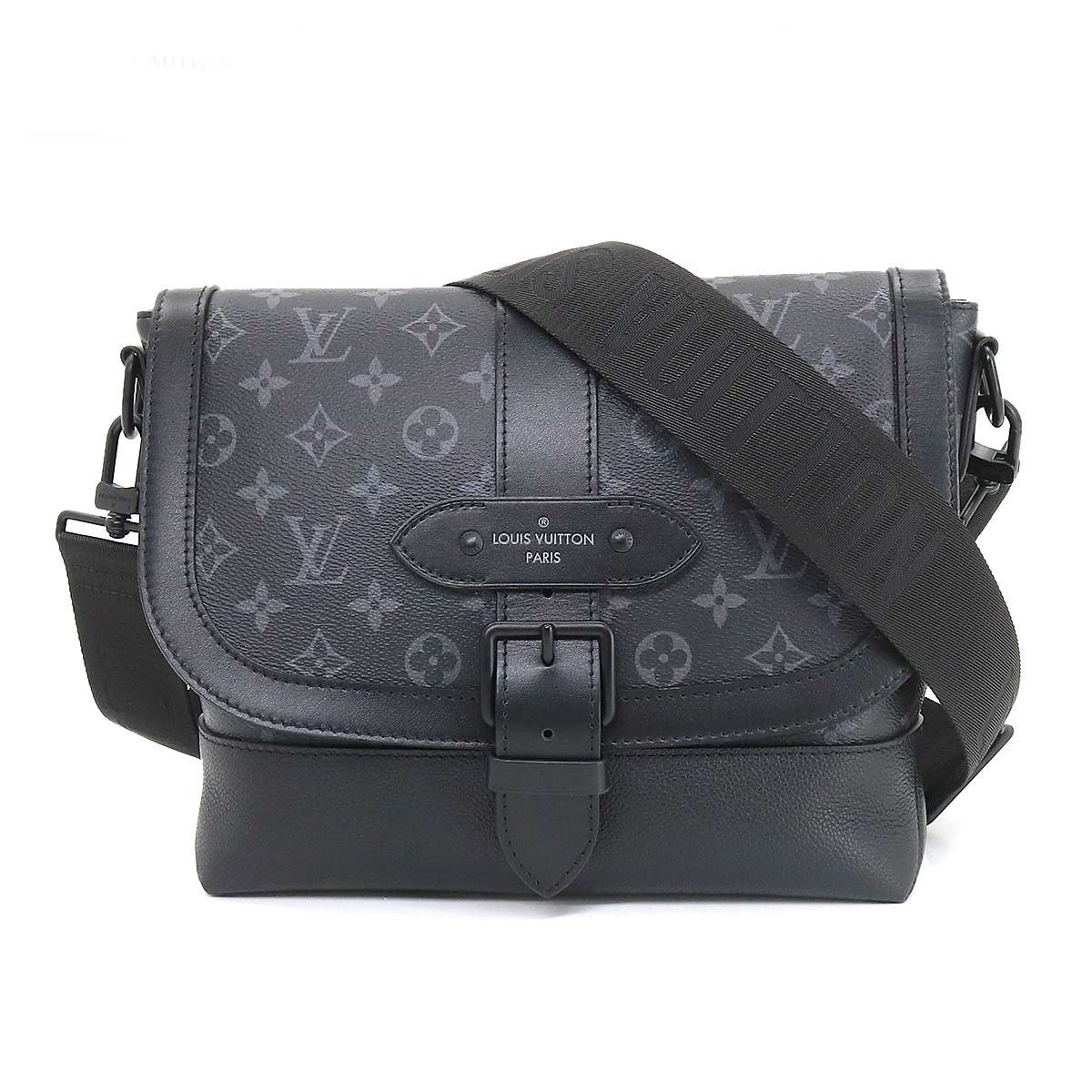 Louis Vuitton Monogram Eclipse Saumur Messenger PM Shoulder Bag Black