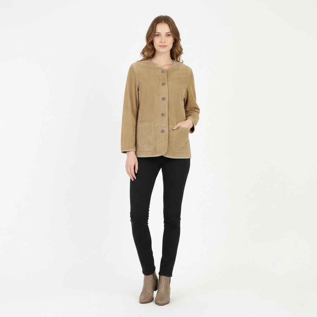 Vintage Distler Women 36 S Jacket Beige Leather Suede Tyrol 3704 Size S / US 4 / IT 40 - 1 Thumbnail
