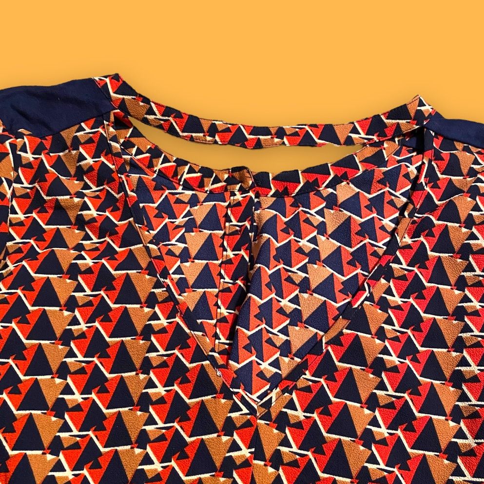 Miss Me Miss Me Long Sleeve Red-Orange Navy Triangles Blouse XL Size XL / US 12-14 / IT 48-50 - 5 Thumbnail
