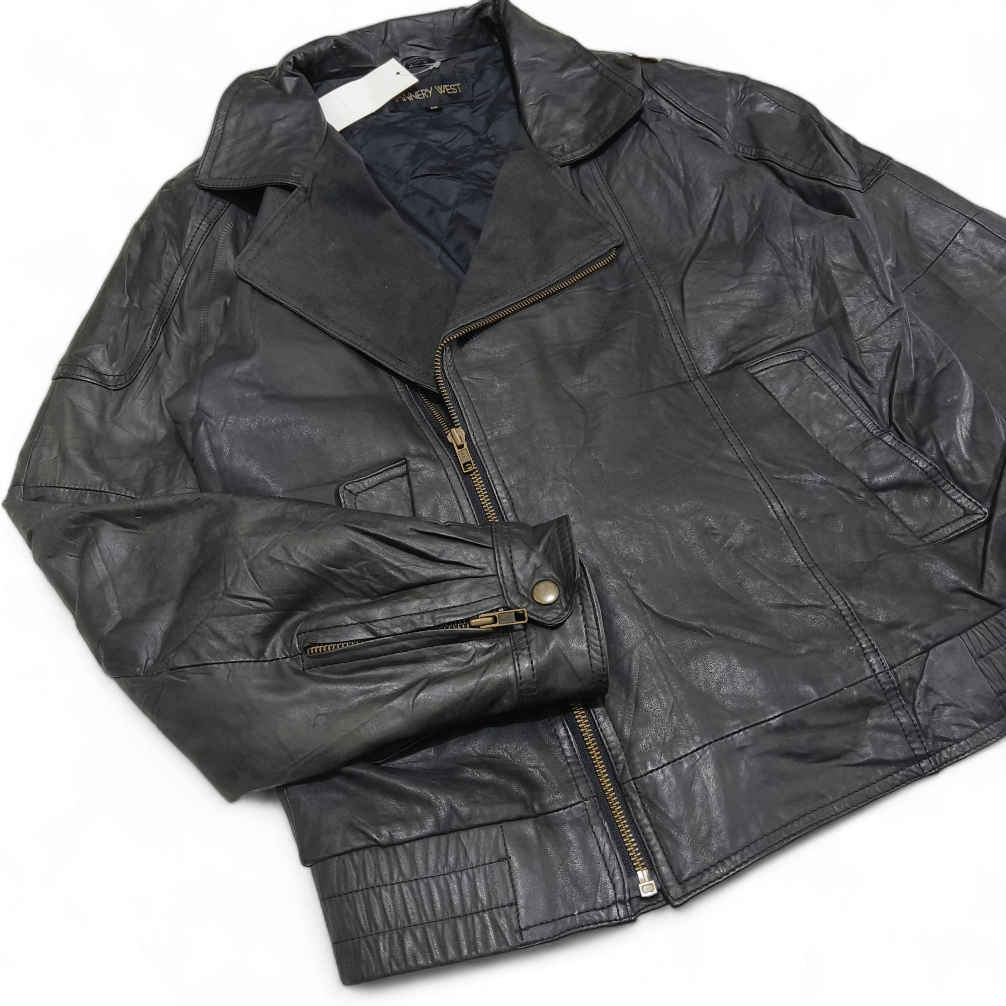 Other Vintage Deadstock Tannery West Ramones Style Leather Jacket Size US L / EU 52-54 / 3 - 4 Thumbnail