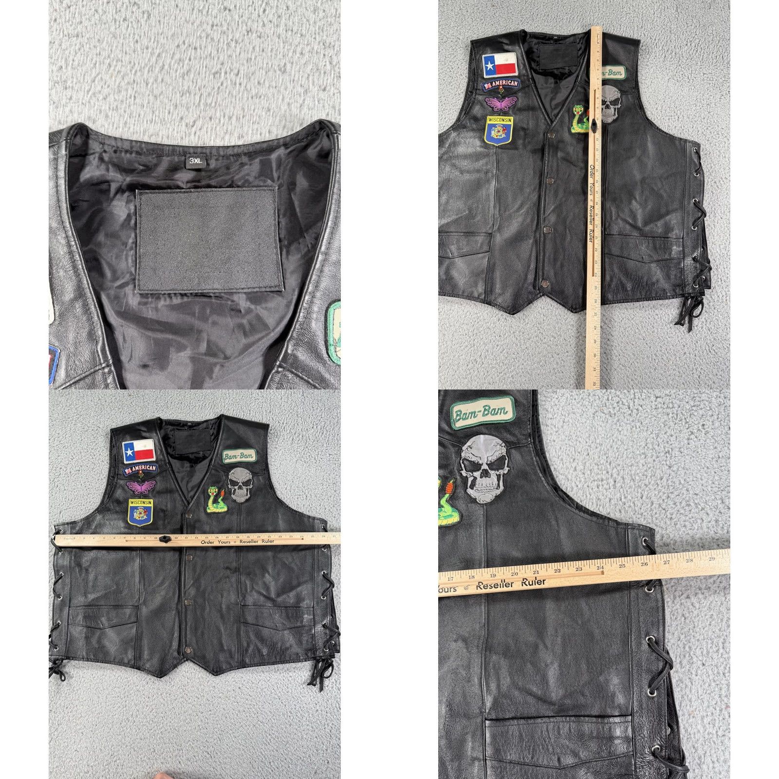 Vintage VINTAGE Leather Motorcycle Vest Mens 3XL Black Club Biker Patch Snake Skull Texas Rally Size US XXL / EU 58 / 5 - 8 Thumbnail