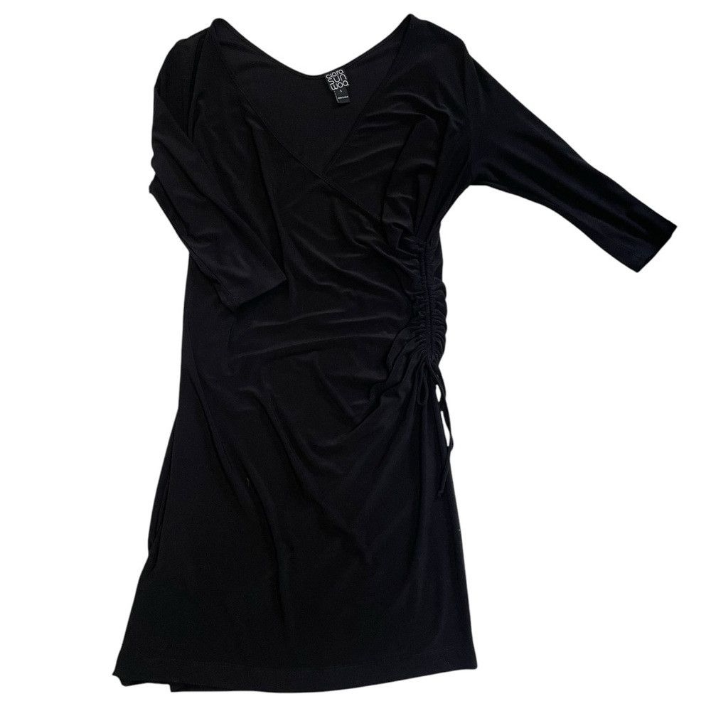 Other Clara Sunwoo V-Neck Side Gathered Side Black Dress Size L Size L / US 10 / IT 46 - 5 Thumbnail