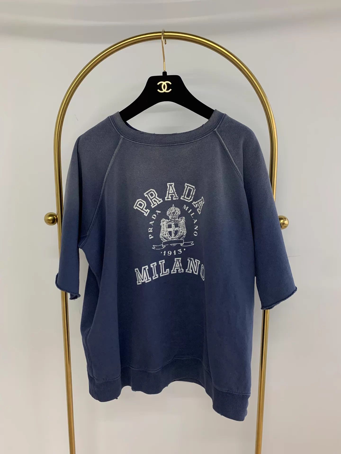 Prada Prada Blue Washed Distressed Tagless T-Shirt M Size US M / EU 48-50 / 2 - 1 Thumbnail
