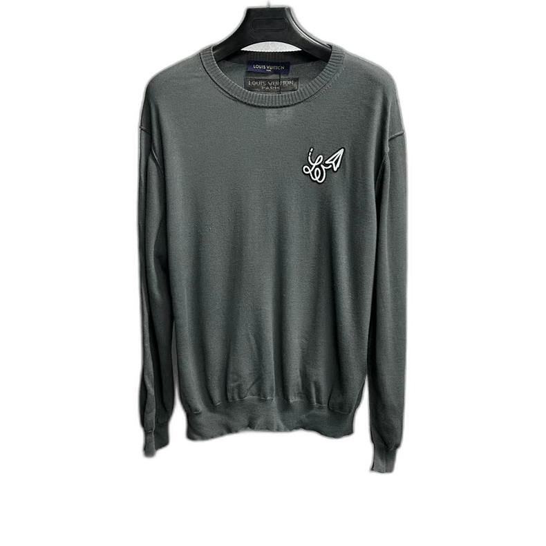 トップス LOUIS VUITTON knit sweater gray Louis Vuitton Louis Vuitton's latest grey tool logo knit sweater