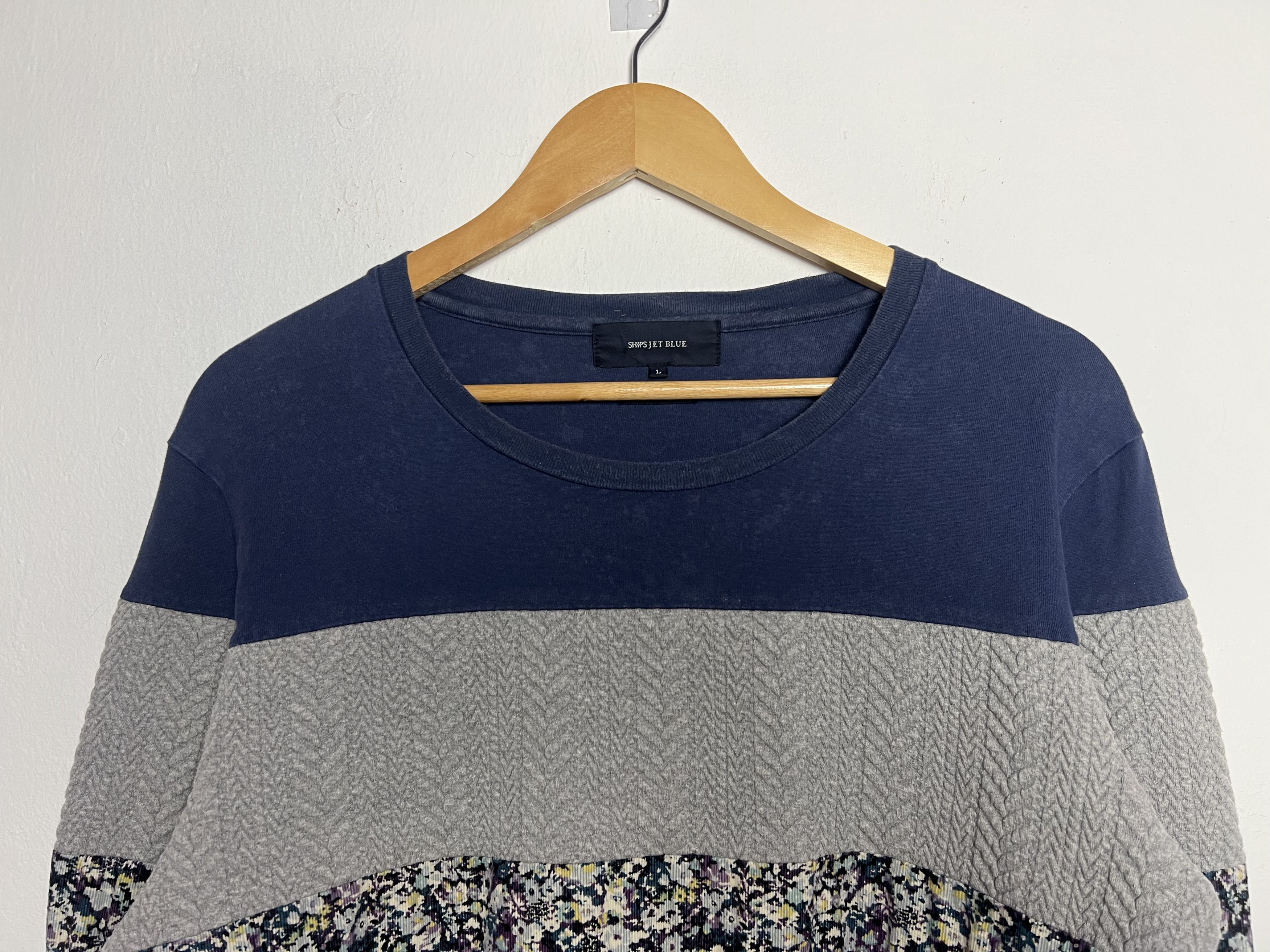 Ships Jet Blue Ships Jet Blue Stripe Cable Knit Long Sleeve T-shirt Size US L / EU 52-54 / 3 - 3 Thumbnail