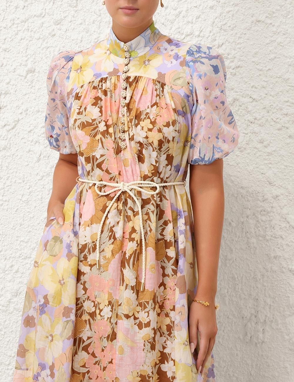 Zimmermann oc11z0525 Pop Puff Sleeve Maxi Dress in Multicolor Size M / US 6-8 / IT 42-44 - 5 Thumbnail