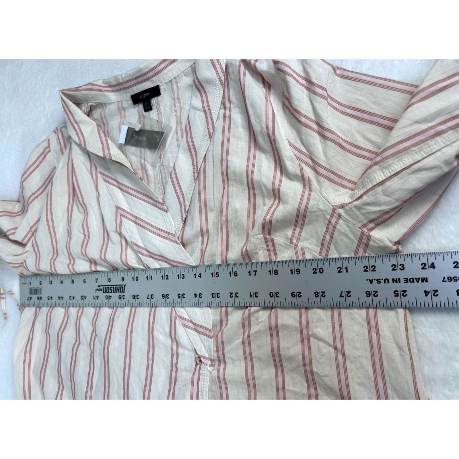 J.Crew J.Crew Womens Blouse Striped Lightweight Wrap Top XL Beige Belted BG322 New Size XL / US 12-14 / IT 48-50 - 6 Thumbnail