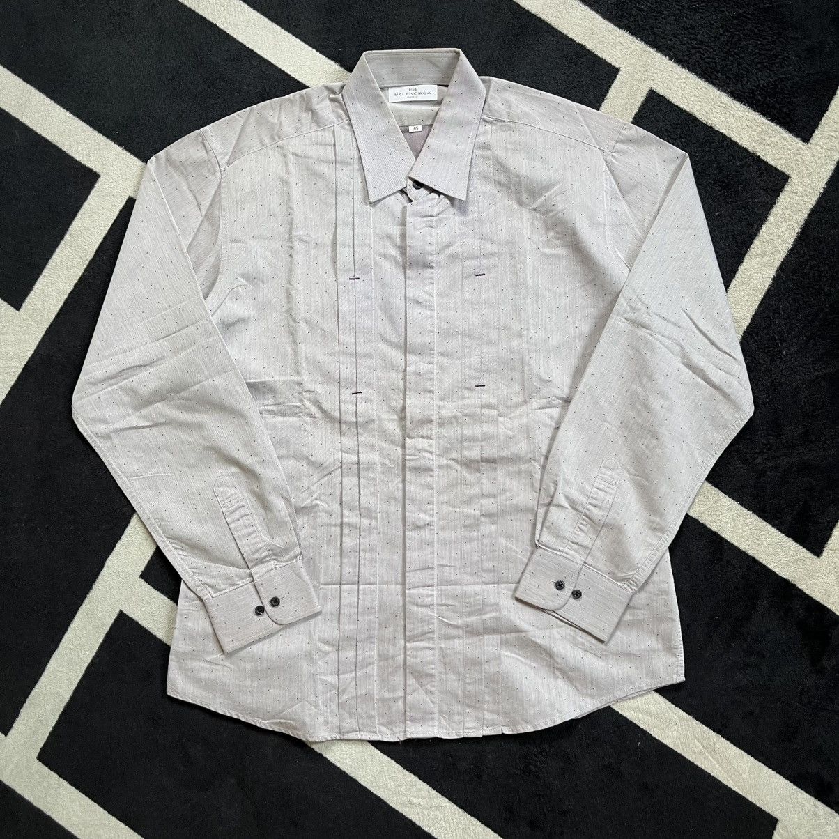 Balenciaga Balenciaga Paris Pleated Dress Shirt — EB Era Size US L / EU 52-54 / 3 - 1 Thumbnail