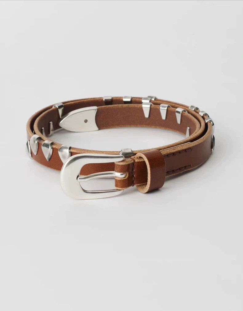 Our Legacy Caramel Leather Studded Belt- DMC