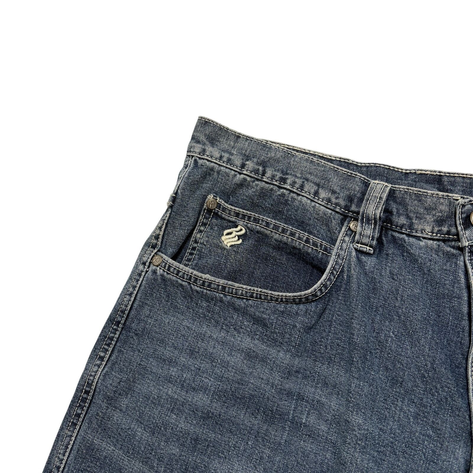 Rocawear Y2K 00s Rocawear Blue Embroidered Wide Leg Baggy Jean Shorts Size US 36 / EU 52 - 2 Thumbnail