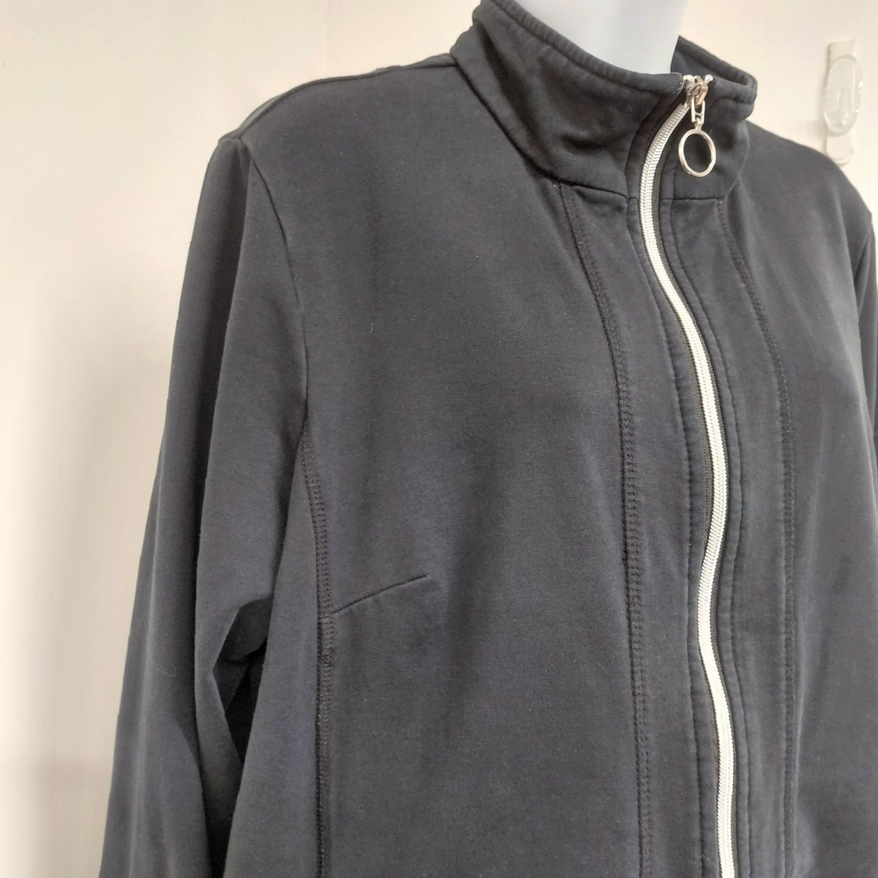 Vintage Allison Daley Jacket Blazer Womens Size L Black Full Zip Roll Tab Pocket Stretch Jacket Size L / US 10 / IT 46 - 4 Thumbnail