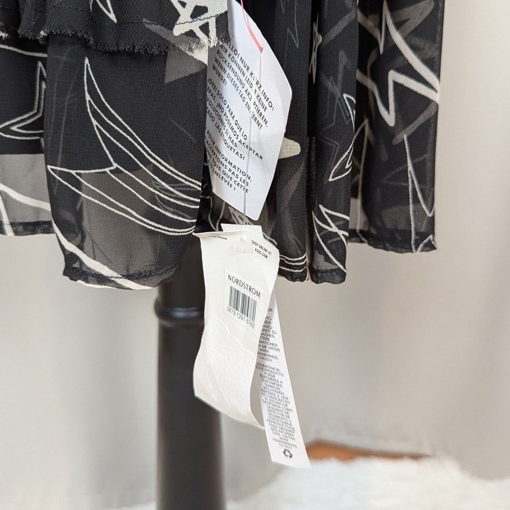 Asos ASOS Design Ruffled Long Sleeve Mini Dress Black White 8 Size M / US 6-8 / IT 42-44 - 12 Thumbnail