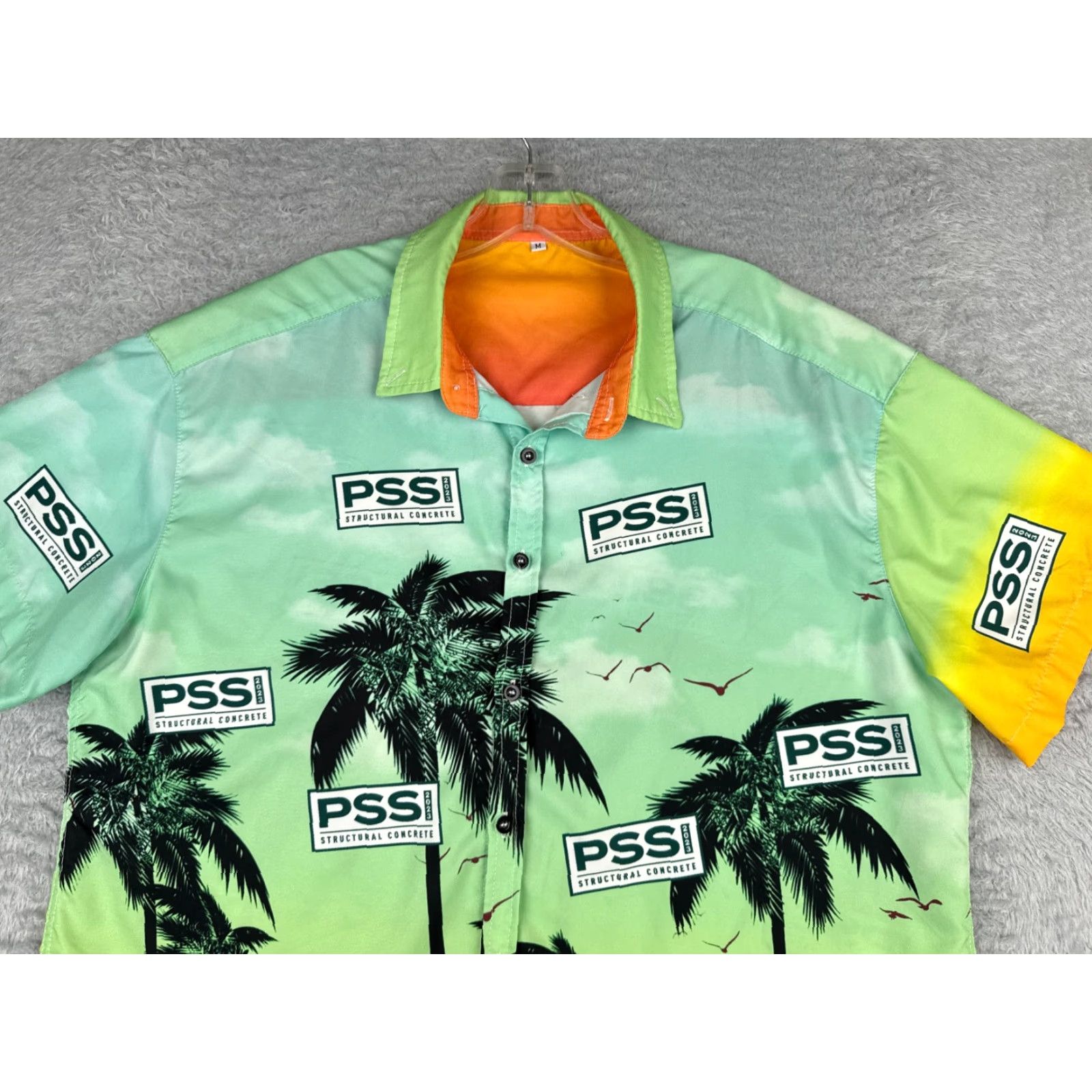 Vintage VINTAGE Precast Structural Solutions Shirt Men Medium Blue Orange Palm Sunset Hawaiian Size US M / EU 48-50 / 2 - 4 Thumbnail