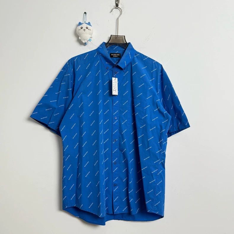 Balenciaga Balenciaga size 40 Blue bullet screen short-sleeved shirt Size US XXS / EU 40 - 1 Thumbnail