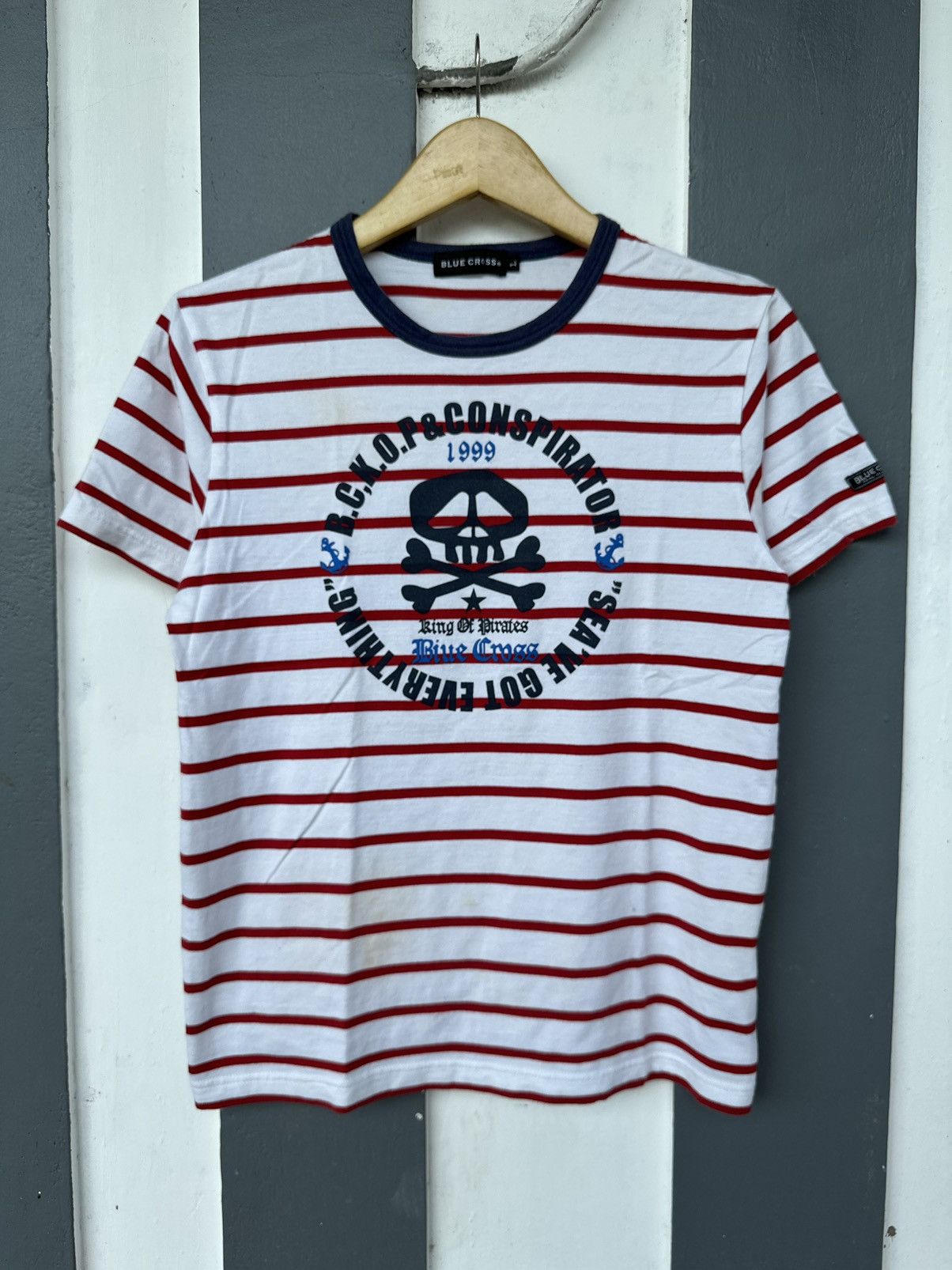 Japanese Brand CRAZY STRIPED BLUE CROSS SKULL CONSPIRATOR IFSIX PUNK STYLE Size US M / EU 48-50 / 2 - 1 Thumbnail