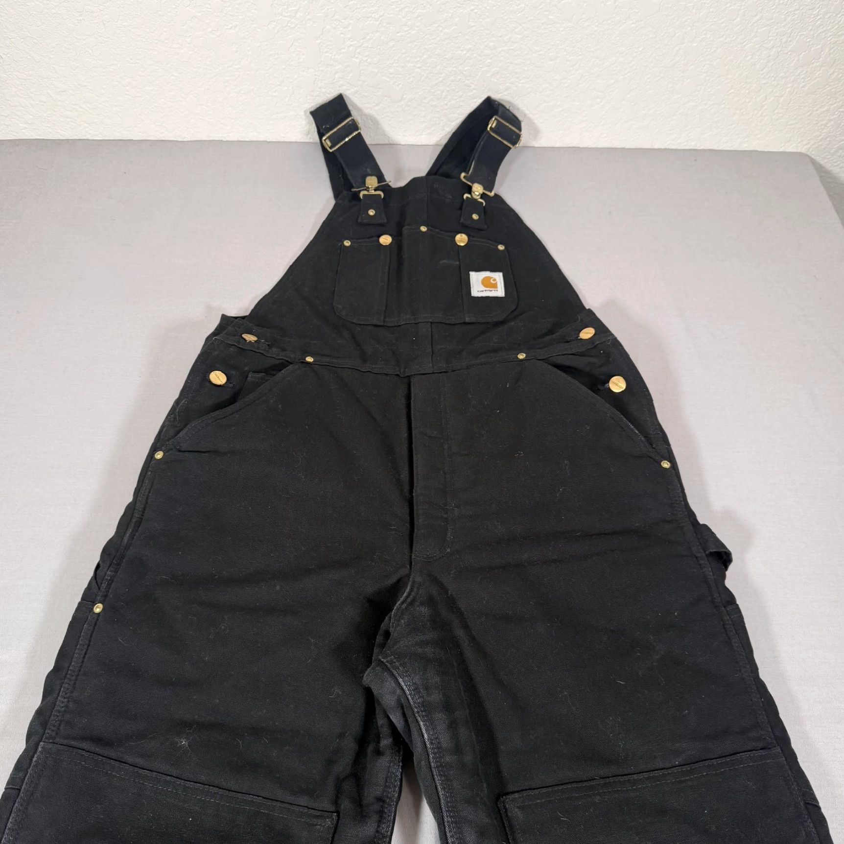 Carhartt VINTAGE Carhartt Overalls Men 32x30 Black Insulated Canvas Bib Double Knee Pants R03 BLK Size US 32 / EU 48 - 2 Thumbnail