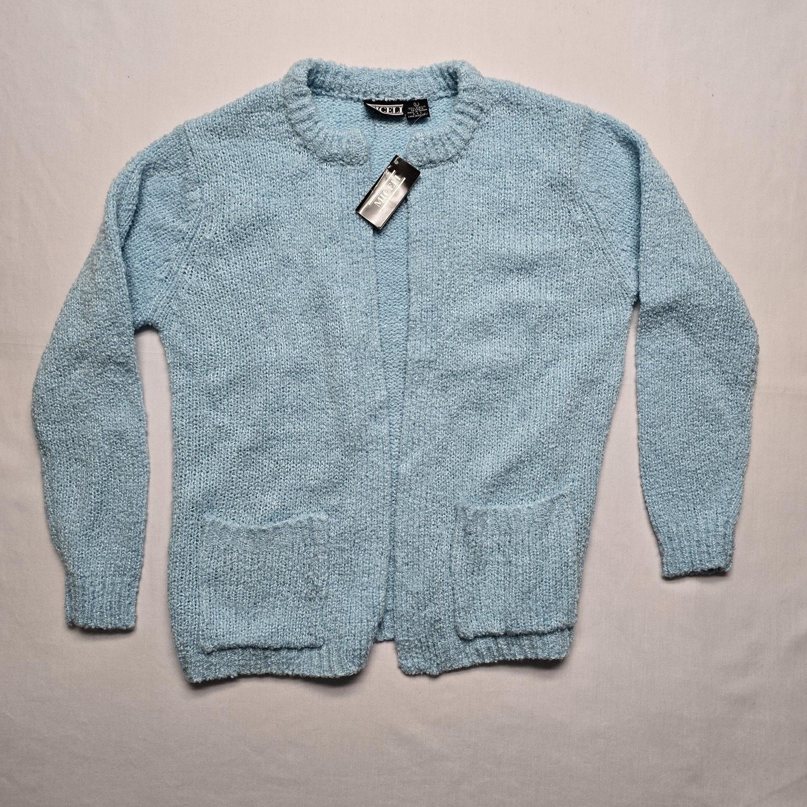 Vintage Vintage Miceli Sweater L Blue Cardigan Pocket Cozy Soft Size L / US 10 / IT 46 - 1 Thumbnail