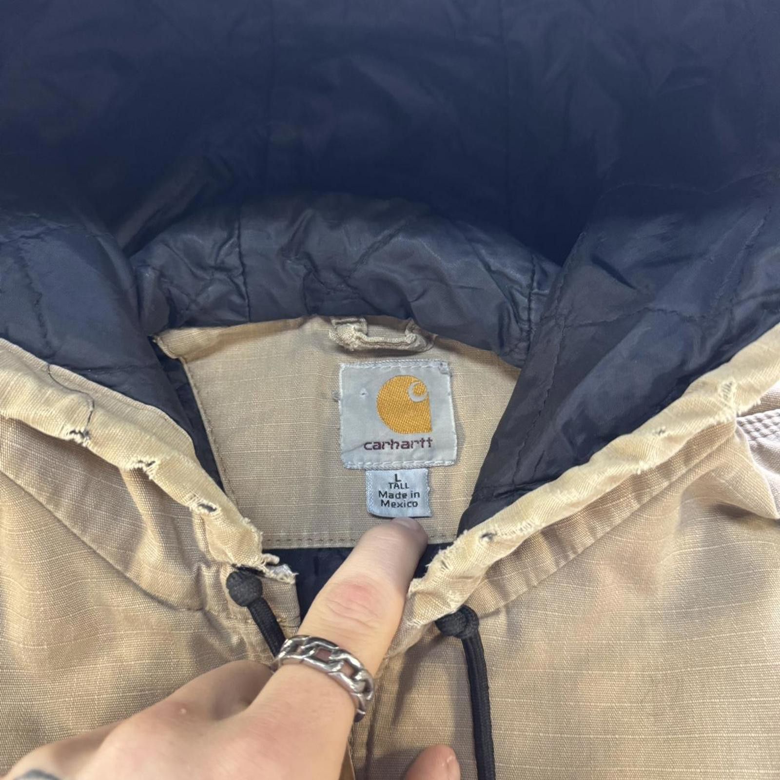 Carhartt Tan Distressed Carhartt Hooded Jacket Size US L / EU 52-54 / 3 - 5 Thumbnail
