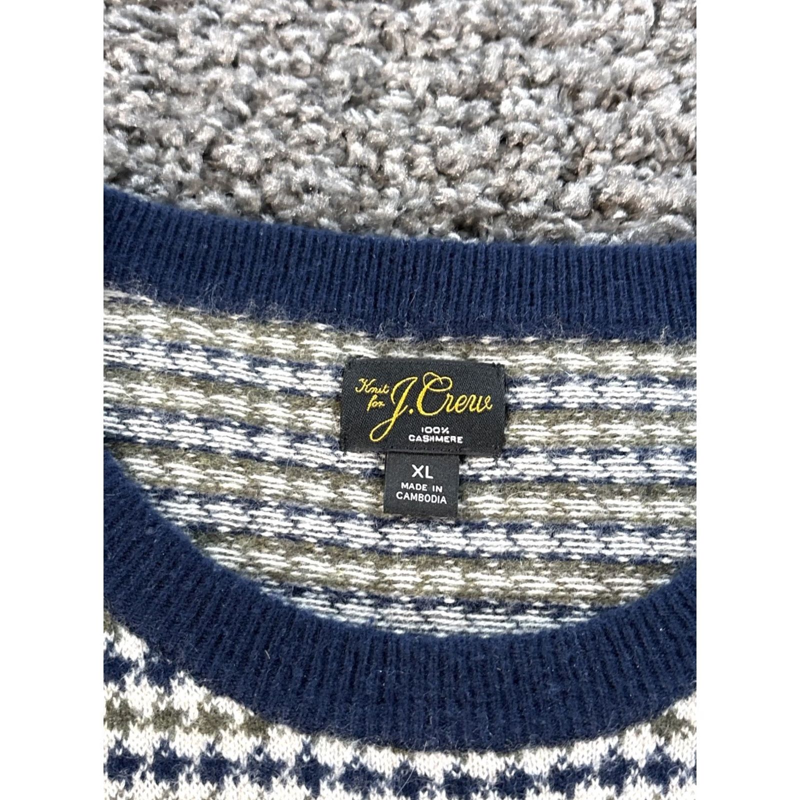 J.Crew J.Crew Sweat er Crewneck XL Green 100% Cashmere Houndstooth Men Pullover Size US XL / EU 56 / 4 - 4 Thumbnail