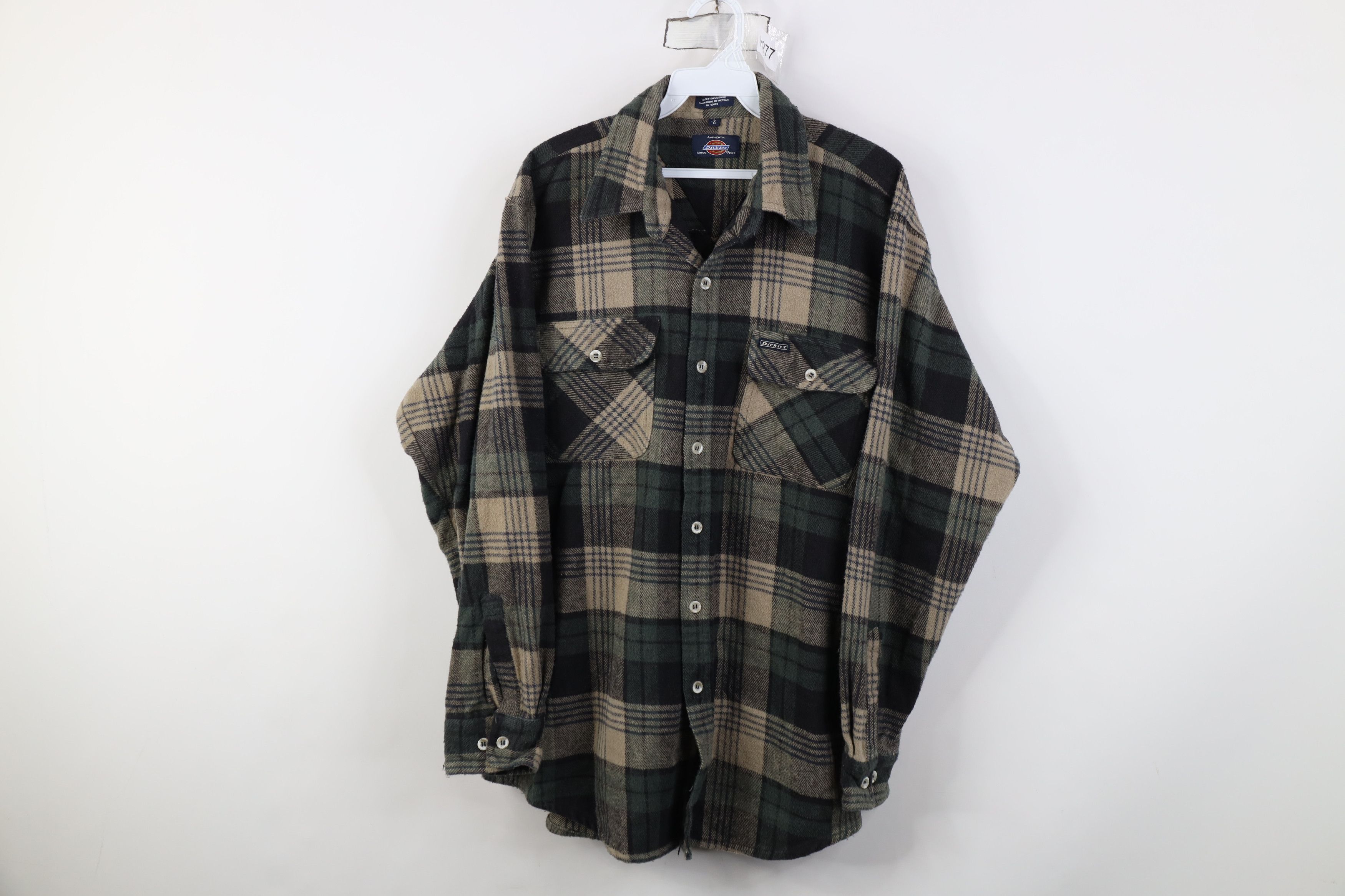 Dickies Vintage 90s Dickies Heavyweight Flannel Button Shirt Plaid Size US L / EU 52-54 / 3 - 1 Thumbnail