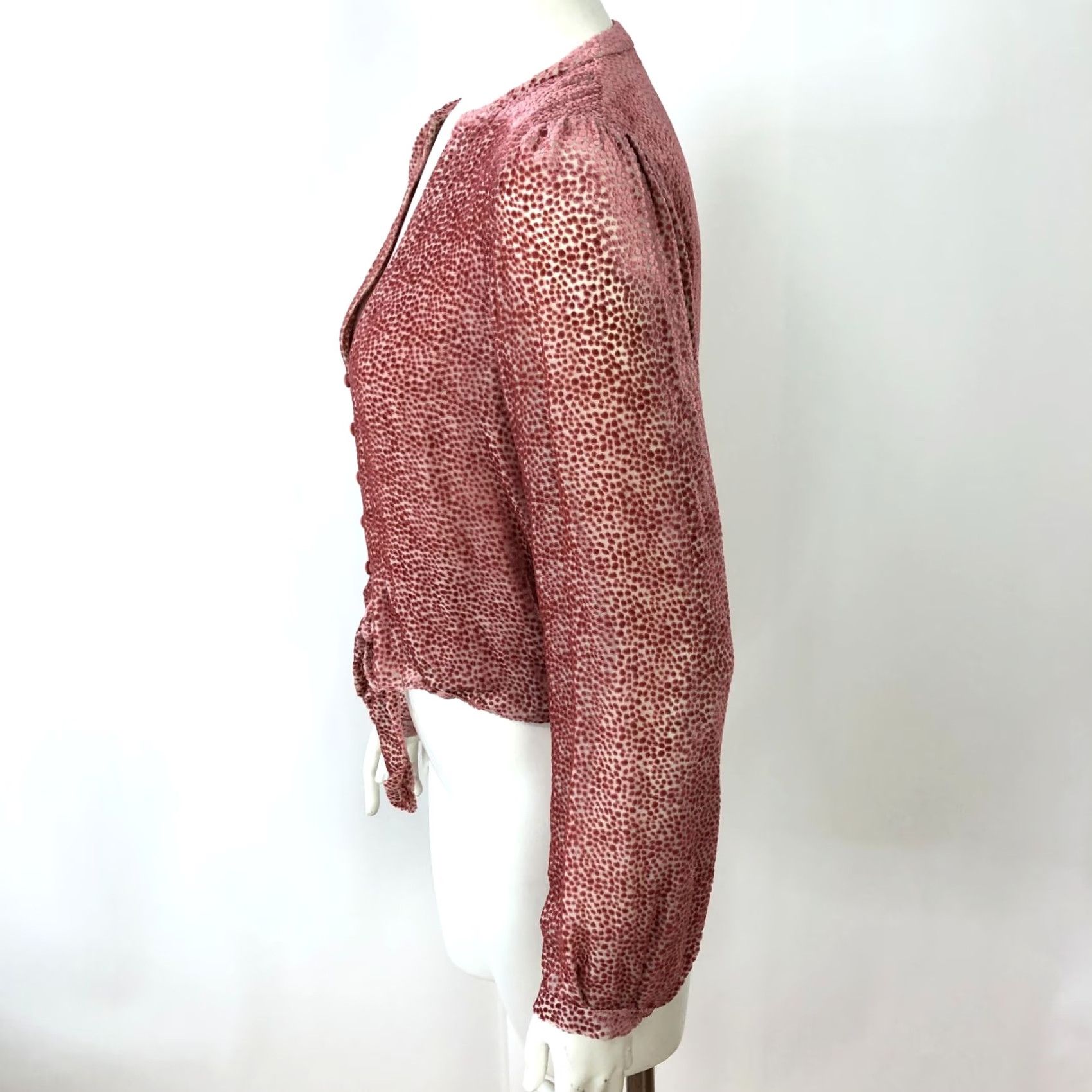 Vintage Intermix Blouse Silk Blend Peasant Button Top Pink S Small Women Long Sleeve V-Neck Casual Size S / US 4 / IT 40 - 2 Thumbnail