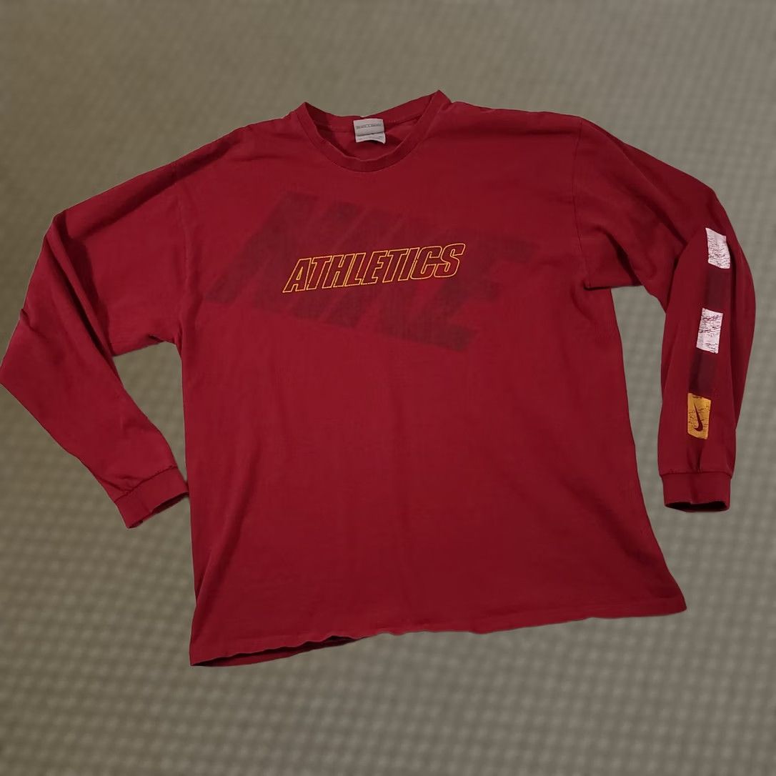 Nike Vintage Nike Spell Out Graphic Long Sleeve Shirt Mens XL Red Silver Tag Y2K Logo, XL, Cotton, Size US XL / EU 56 / 4 - 1 Thumbnail