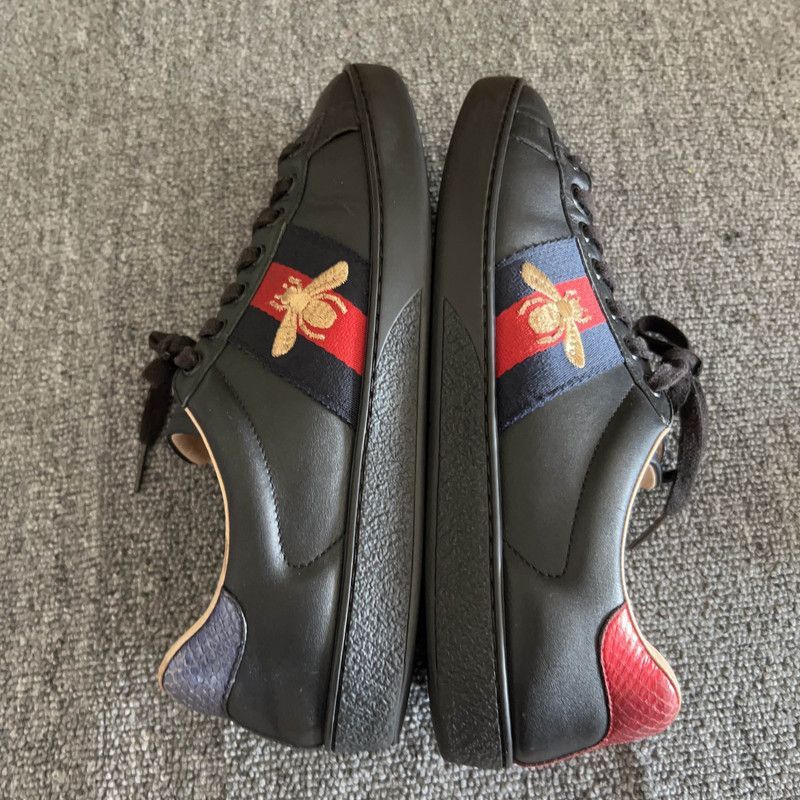 Gucci Gucci Ace Black Sneakers with Bee Embroidery Size US 7.5 / EU 40-41 - 9 Thumbnail