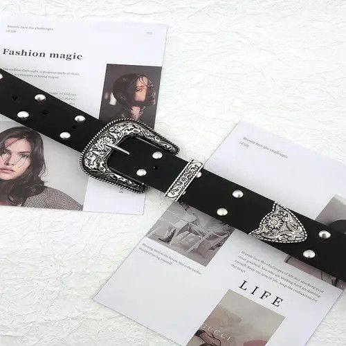 Other 887Black Studded Belt with Silver Buckle Size ONE SIZE - 4 Thumbnail