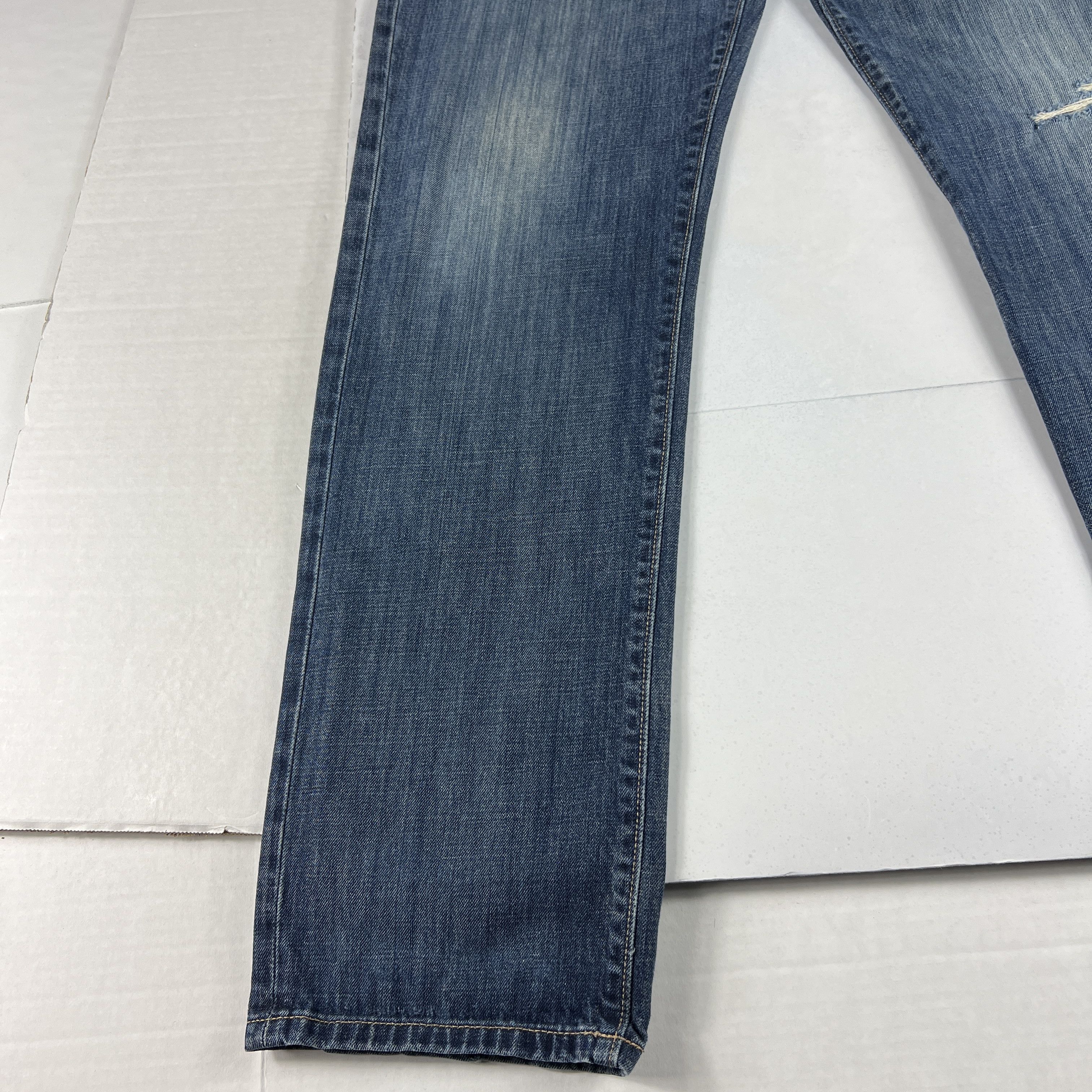 Lucky Brand Lucky Brand Jeans 221 Straight Blue Faded Distressed Denim Size US 33 - 7 Thumbnail