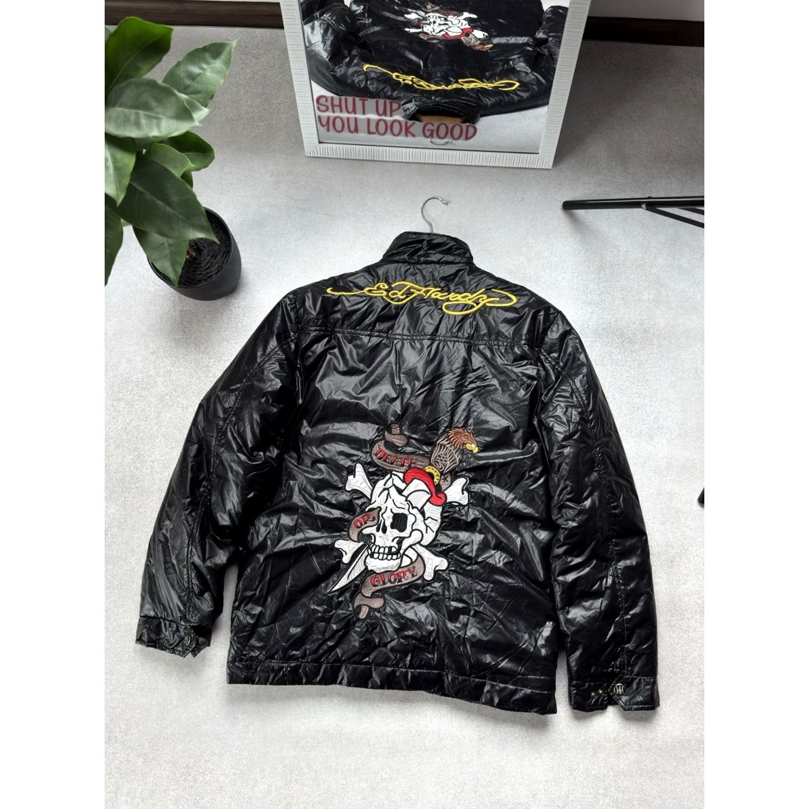 Ed Hardy VINTAGE Ed Hardy By Christian Audigier Big Logo Black Nylon Coat Jacket M Men Vintage Logo Windbreaker 90s Punk Skull US Mens Size US M / EU 48-50 / 2 - 2 Thumbnail