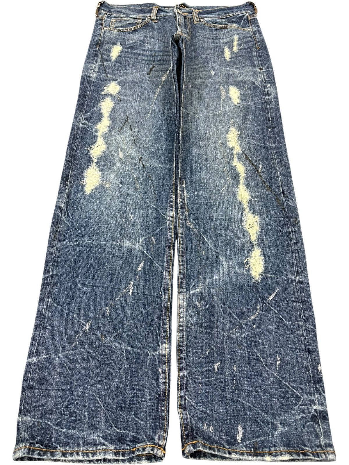 Japanese Brand Vintage Japanese Brand Paint Splattered Distress Loose Jeans Size 31" - 1 Thumbnail
