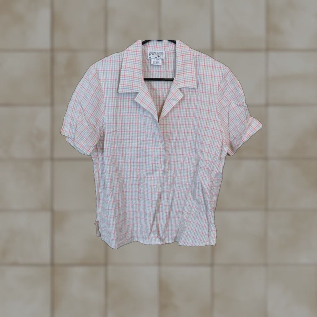 Vintage VINTAGE Jaclyn Smith Shirt Women’s M White Pink Stripe Eveningwear 1990s Casual"} Size M / US 6-8 / IT 42-44 - 1 Thumbnail
