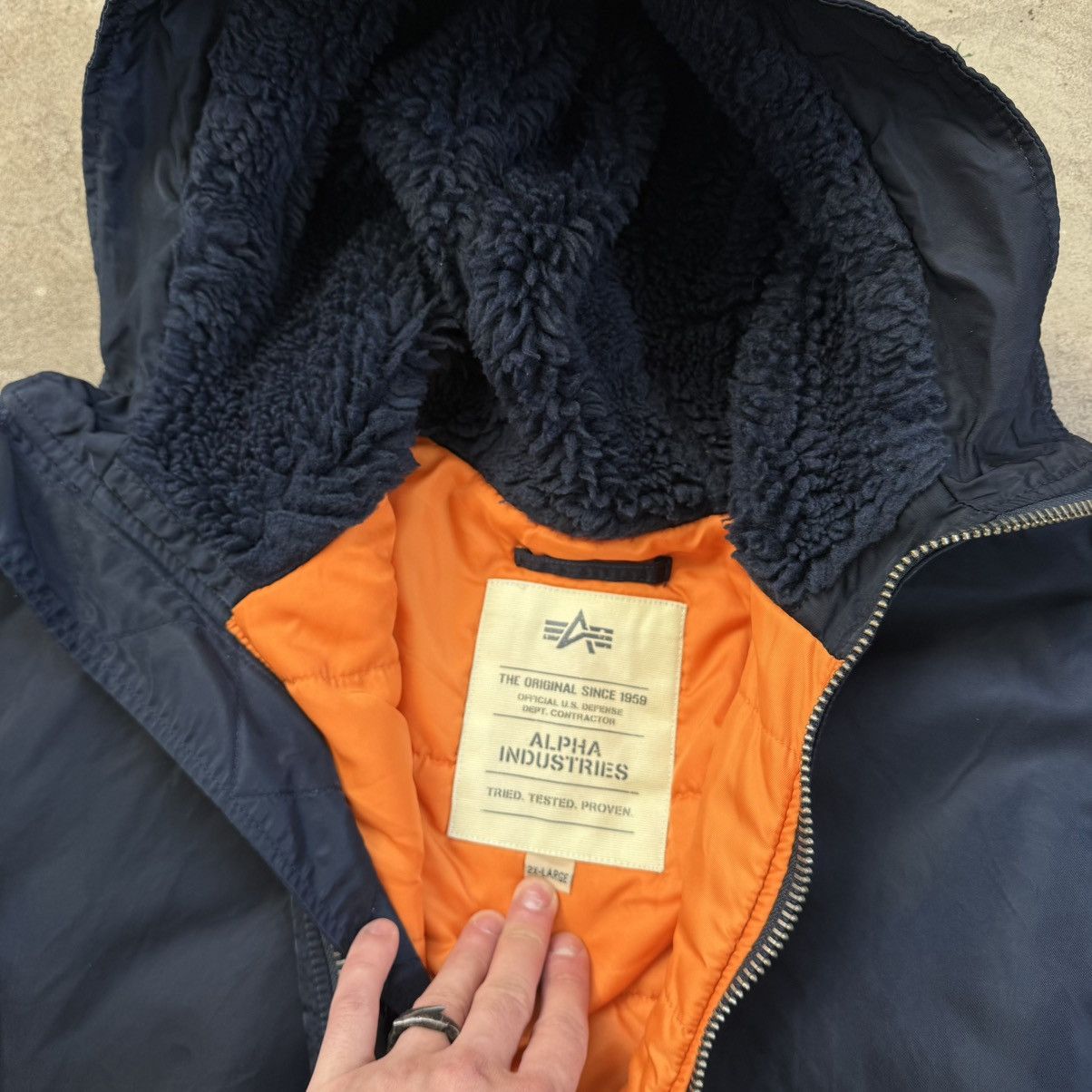 Alpha Industries Alpha Industries Navy Hylon Bomber Jacket With Hood Size US XXL / EU 58 / 5 - 8 Thumbnail