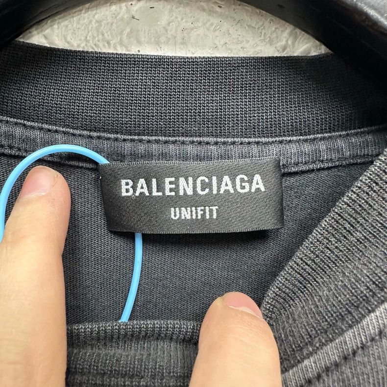 Balenciaga Balenciaga Covered Tape Logo Washed Distressed Short Sleev Size US S / EU 44-46 / 1 - 3 Thumbnail