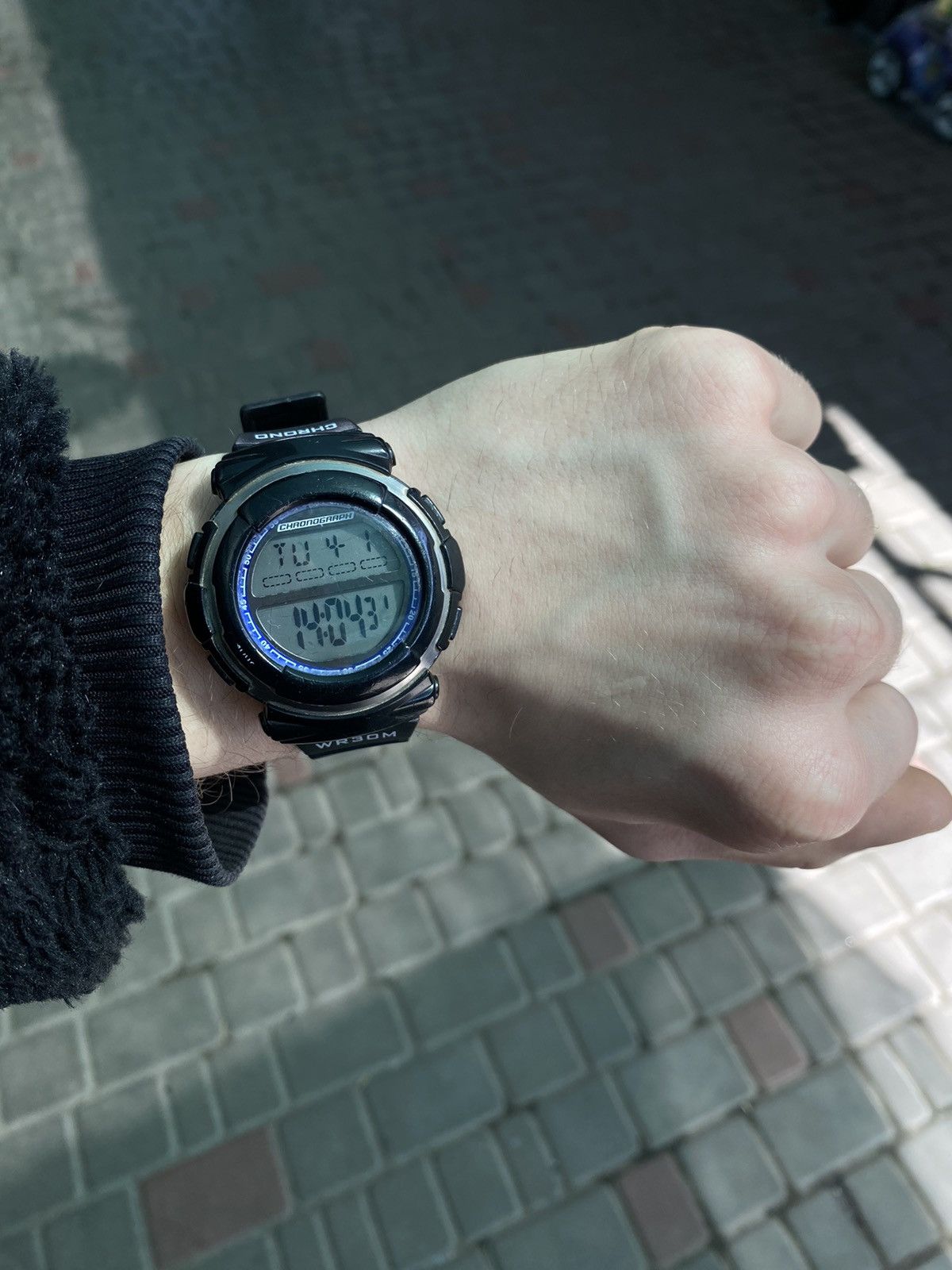 Vintage x Watch Black Digital Chronograph Sport Watch Wr 10Bar, Men's