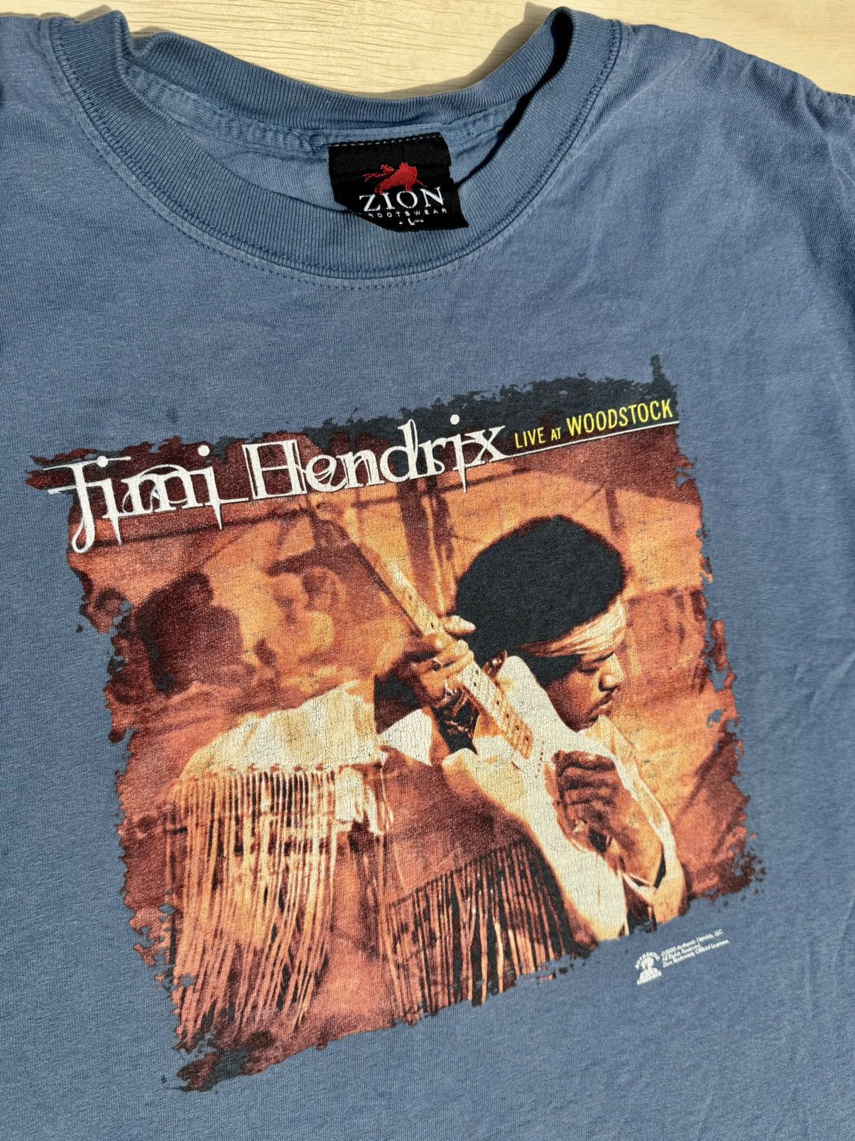Band Tees × Rap Tees × Zion Rootswear 1999 Jimi Hendrix Live At Woodstock Zion Vintage Rap T-Shirt Size US L / EU 52-54 / 3 - 4 Thumbnail