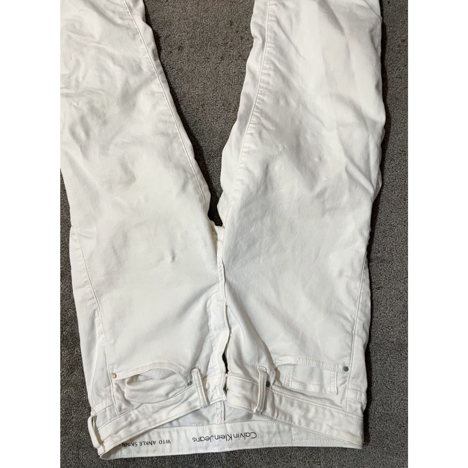 Calvin Klein Calvin Klein Jeans Womens 10 White High Rise Ankle Skinny Distressed Medium Wash Denim 5-Pocket Size 32" / US 10 / IT 46 - 4 Thumbnail